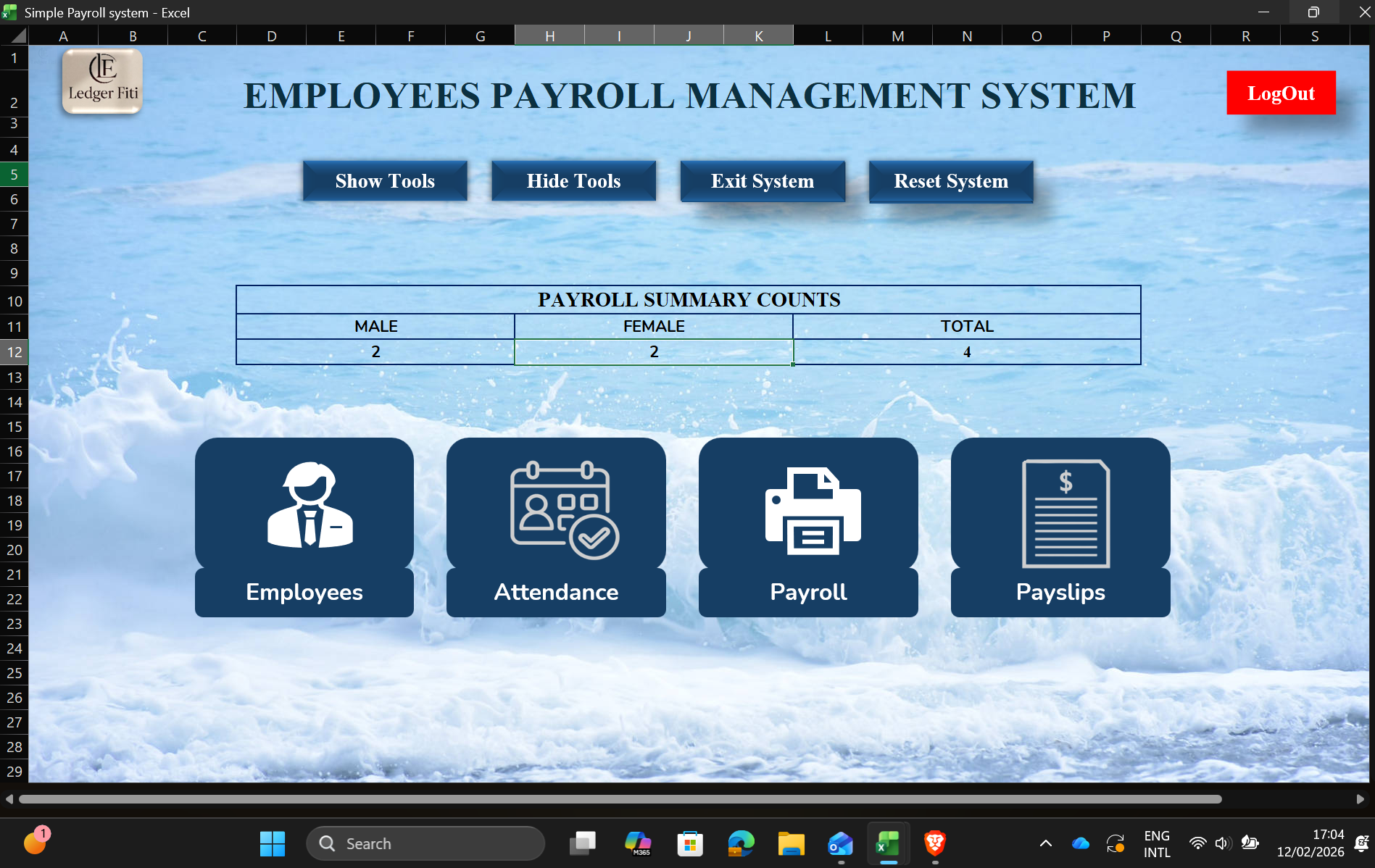 Payroll Management System — main dashboard screenshot